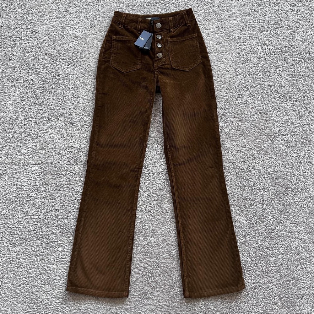Maje Passionne Corduroy Dress Pants Womens 34 Brown High Rise Flare Button Fly